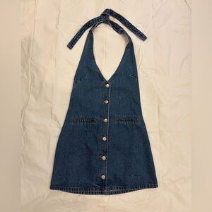 NWT EDIKTED DENIM HALTER MINI